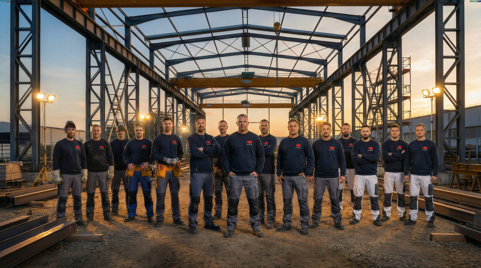 Tím remeselníkov Bear Company na stavbe